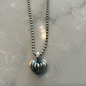Lagos 925 Silver caviar heart pendant necklace